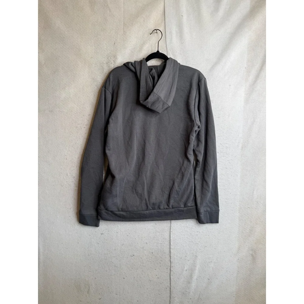 Adidas Mens Medium Grey Fleece Pullover Hoodie Zippered Chest Pocket Sweatshirt